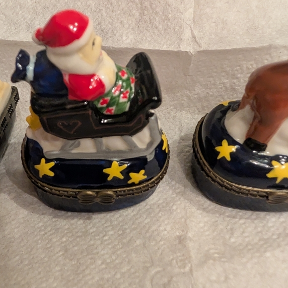 3 Christmas Hinged Trinket Boxes. Santa, Sledding, Rudolph Reindeer - Picture 3 of 10